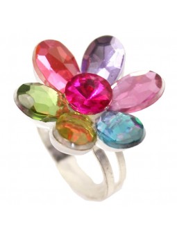 Bague fleur multicolore