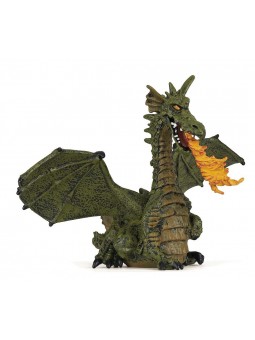 Dragon ailé vert avec flamme