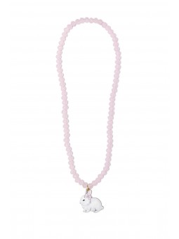 Collier rose avec lapin